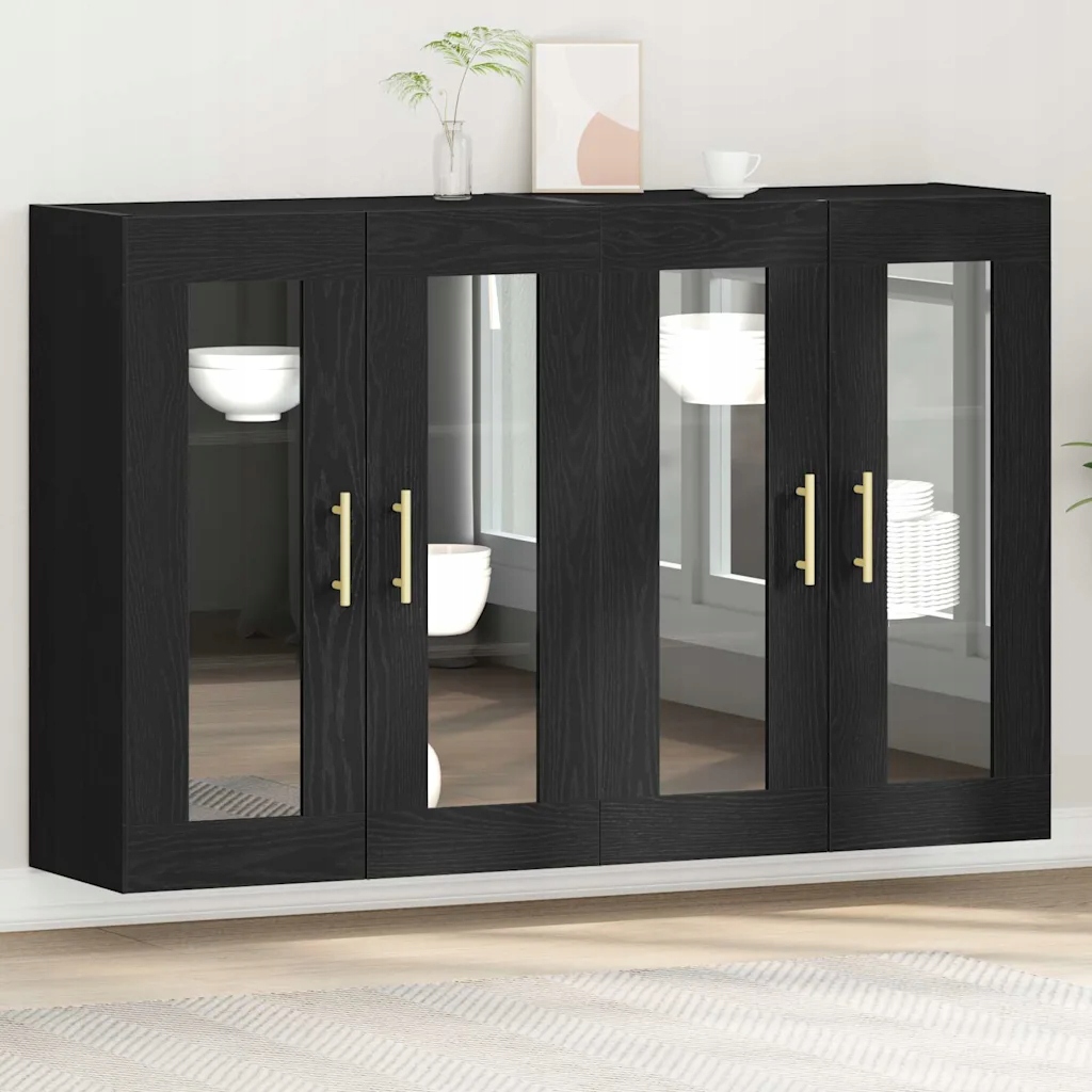 Levně vidaXL Nástěnné skříně 2 pcs Černý dub 69,5 x 34 x 90 cm