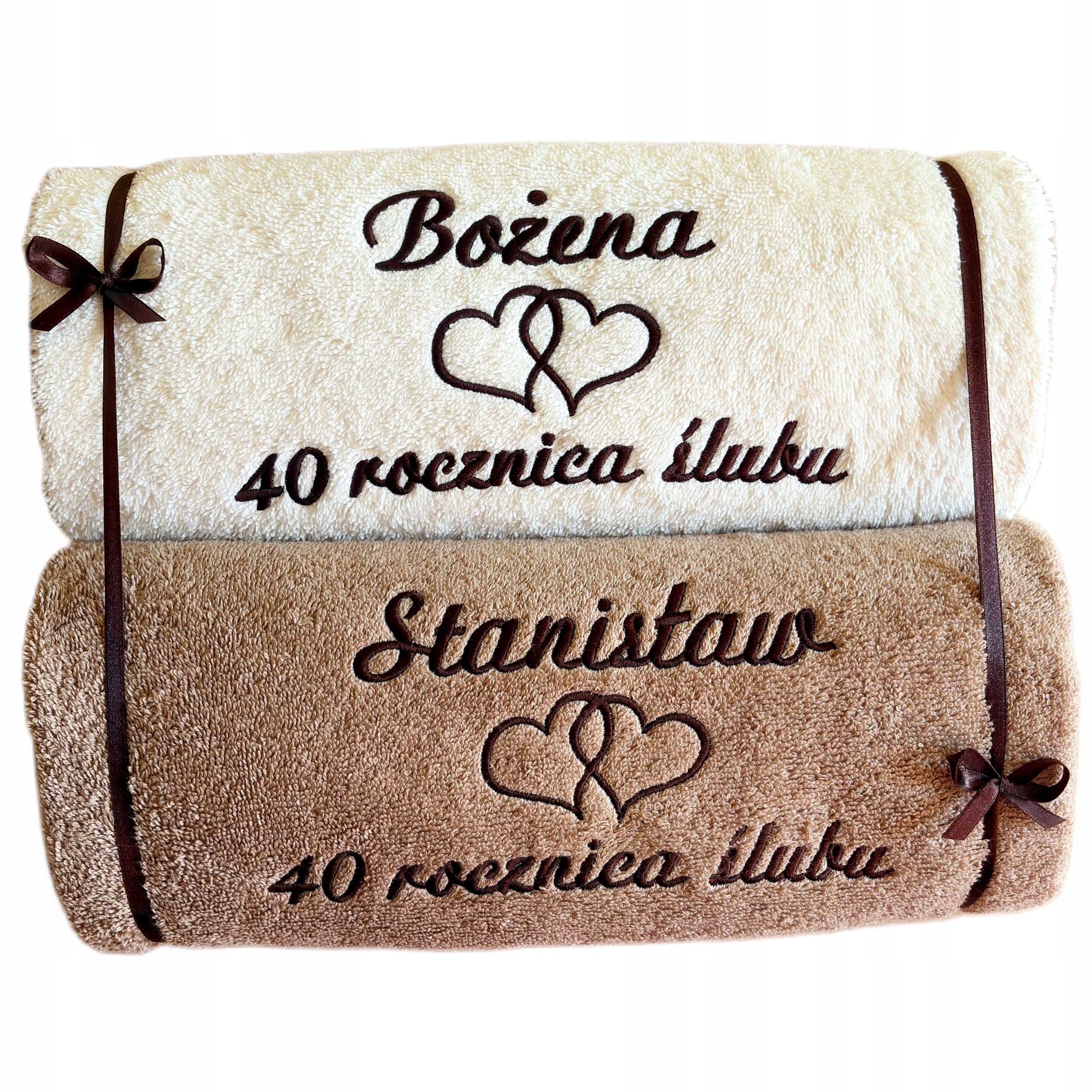 Dárek k 40. výročí svatby Rubínové Hody ručníky s věnováním nápis na výšivku