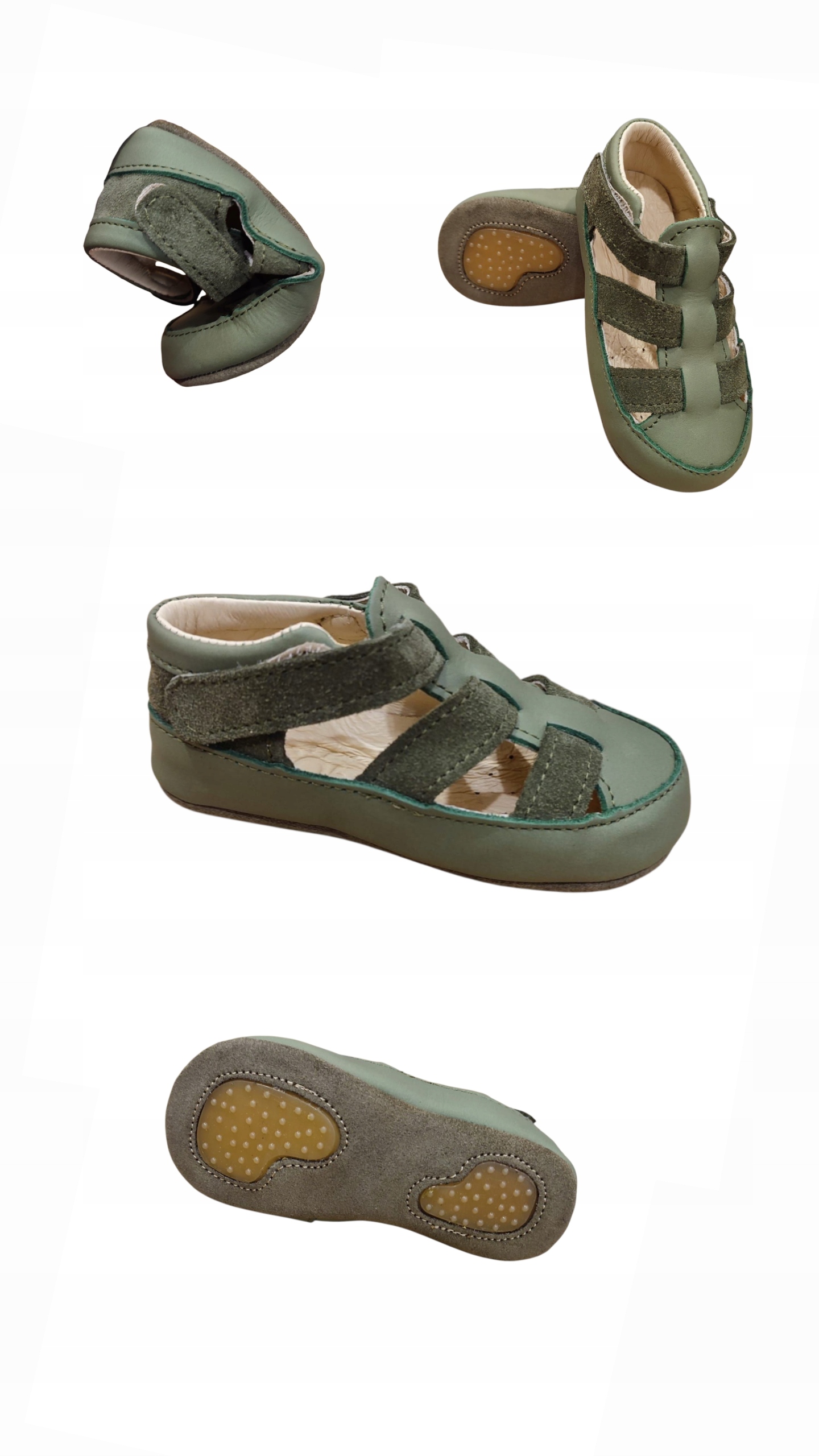 Obex Kast Kapcie Dziecięce Barefoot Sandałki Ze Skóry Naturalnej Khaki 29