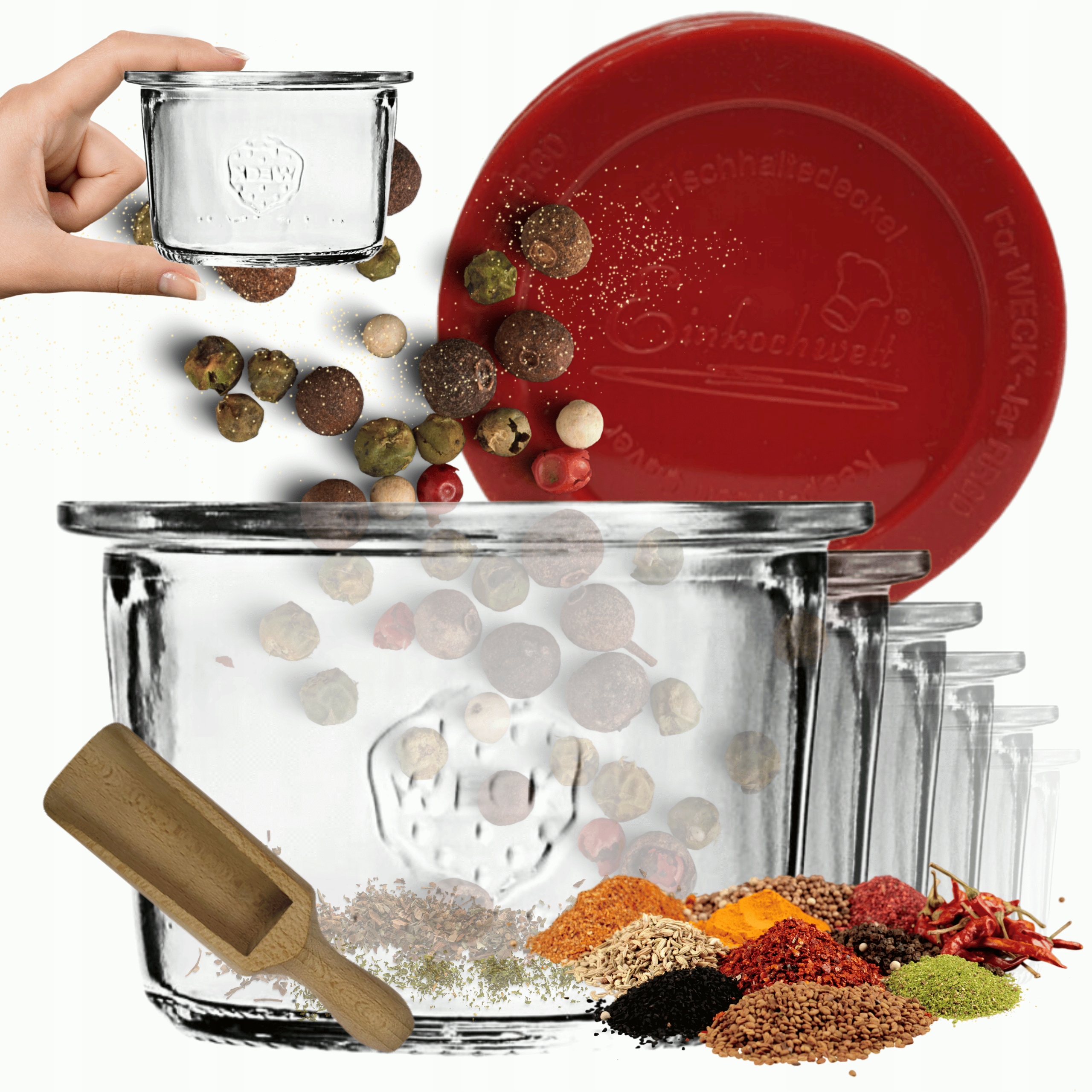 Poháre Weck 80 ml Mold žiaruvzdorné silikónové veko 12ks odmerka