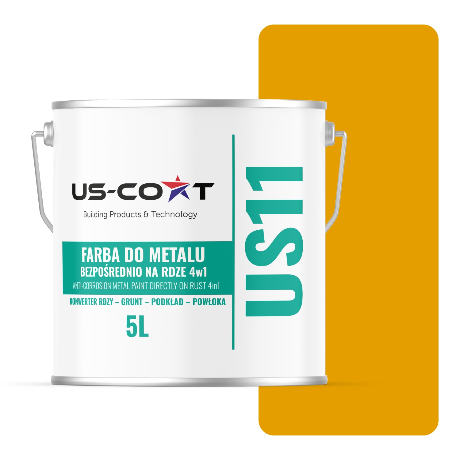 Farba Na Kov Na Hrdzu Plech Pozinkovaná 4v1 Žltá Zlatá RAL1004 Lesk 5L