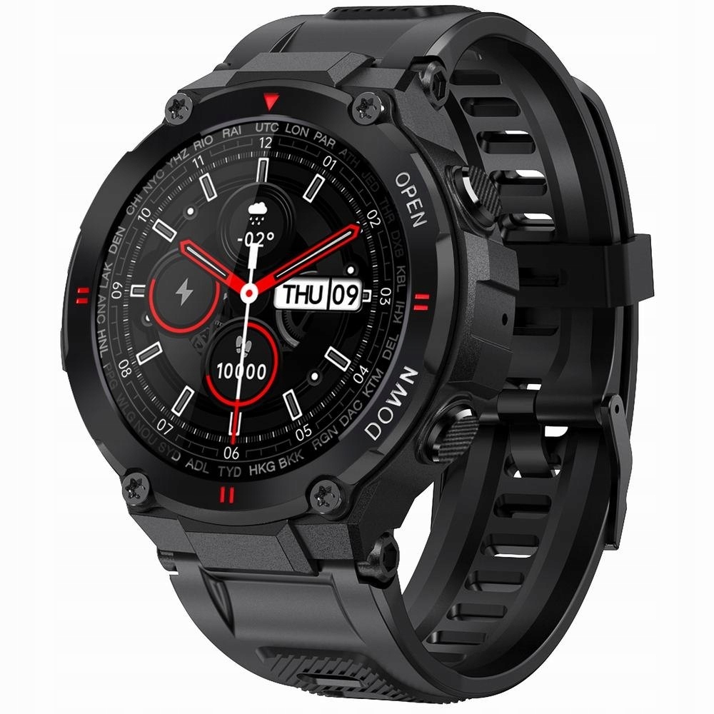 SMARTWATCH ZEGAREK SPORTOWY DOTYKOWY MĘSKI CZARNY DLA CHŁOPCA NA KOMUNIE