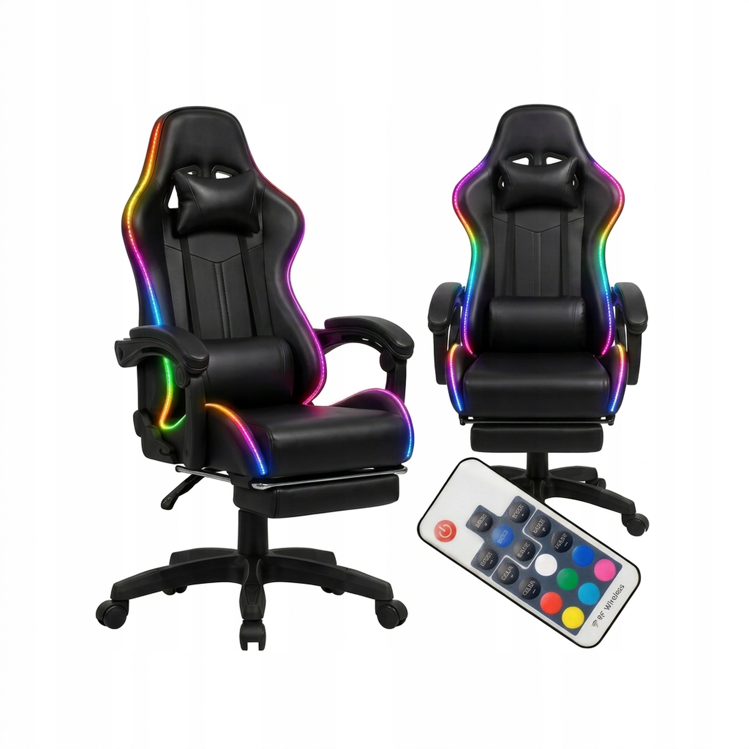 Herná stolička Led Rgb otočná s podnožkou Pilot čierna pre hráča