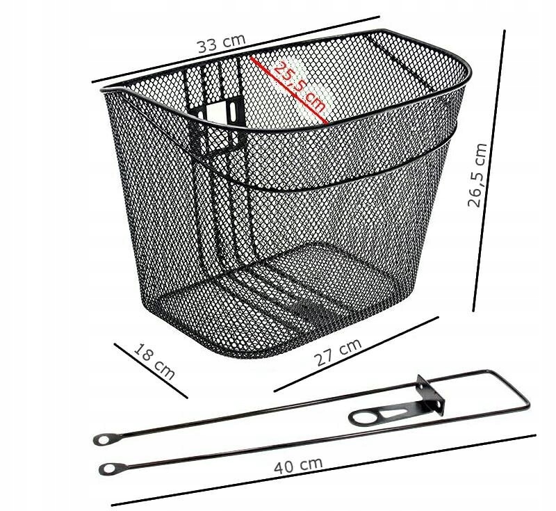 KOSZYK ROWEROWY METALOWY POJEMNY NA PRZÓD 61093 Model CarCommerce