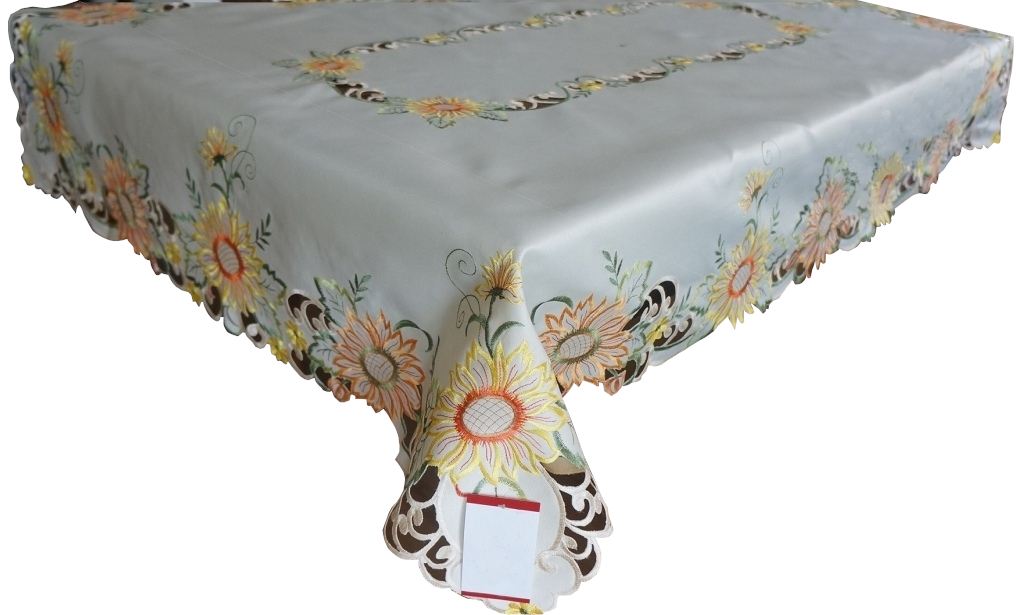 Obrus Na Stôl 150x260 Dekoratívny Biely Kvety