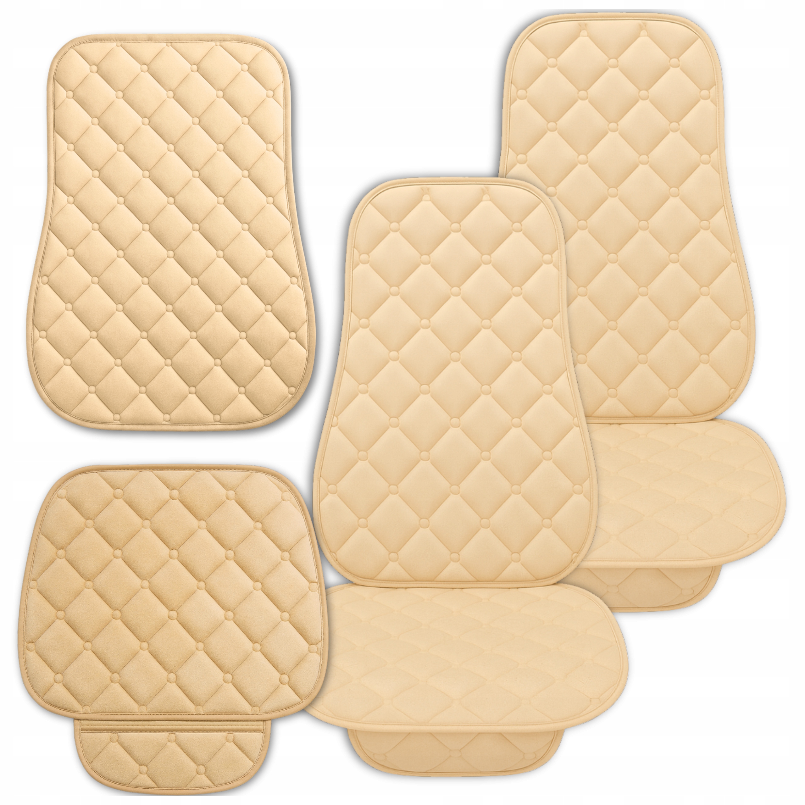 Pokrowce Na Siedzenia Samochodowe Fotele Beżowe Wodoodporne Pikowane 2szt