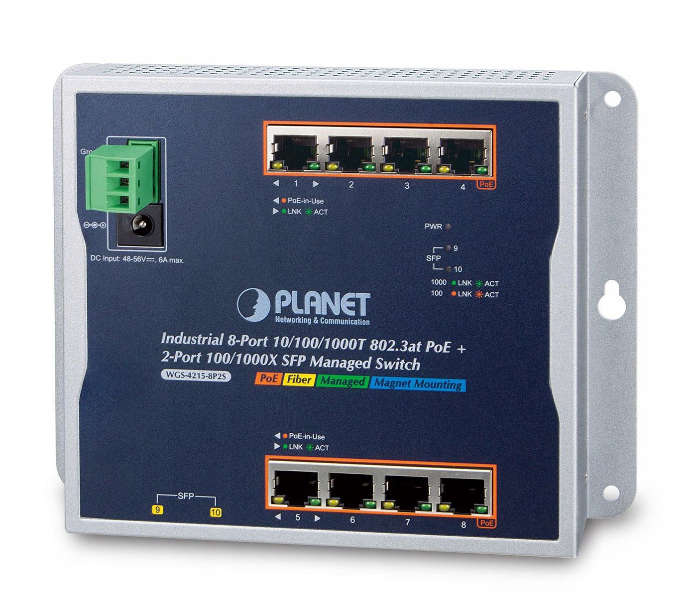 Planet IP30, IPv6/IPv4, 8-port 1000T