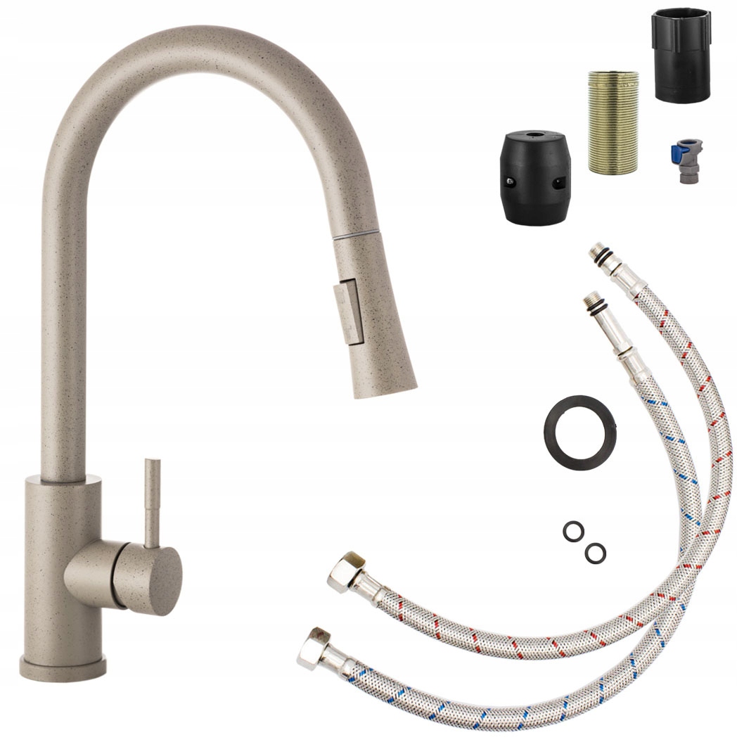 Snake Slim Béžová Kuchynská Batéria S Výsuvným Výtokom