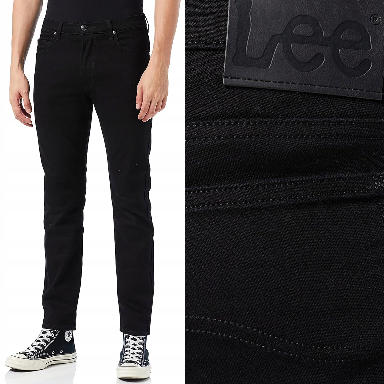 Lee Rider Slim Black Rinse černé džínové kalhoty W38 L32