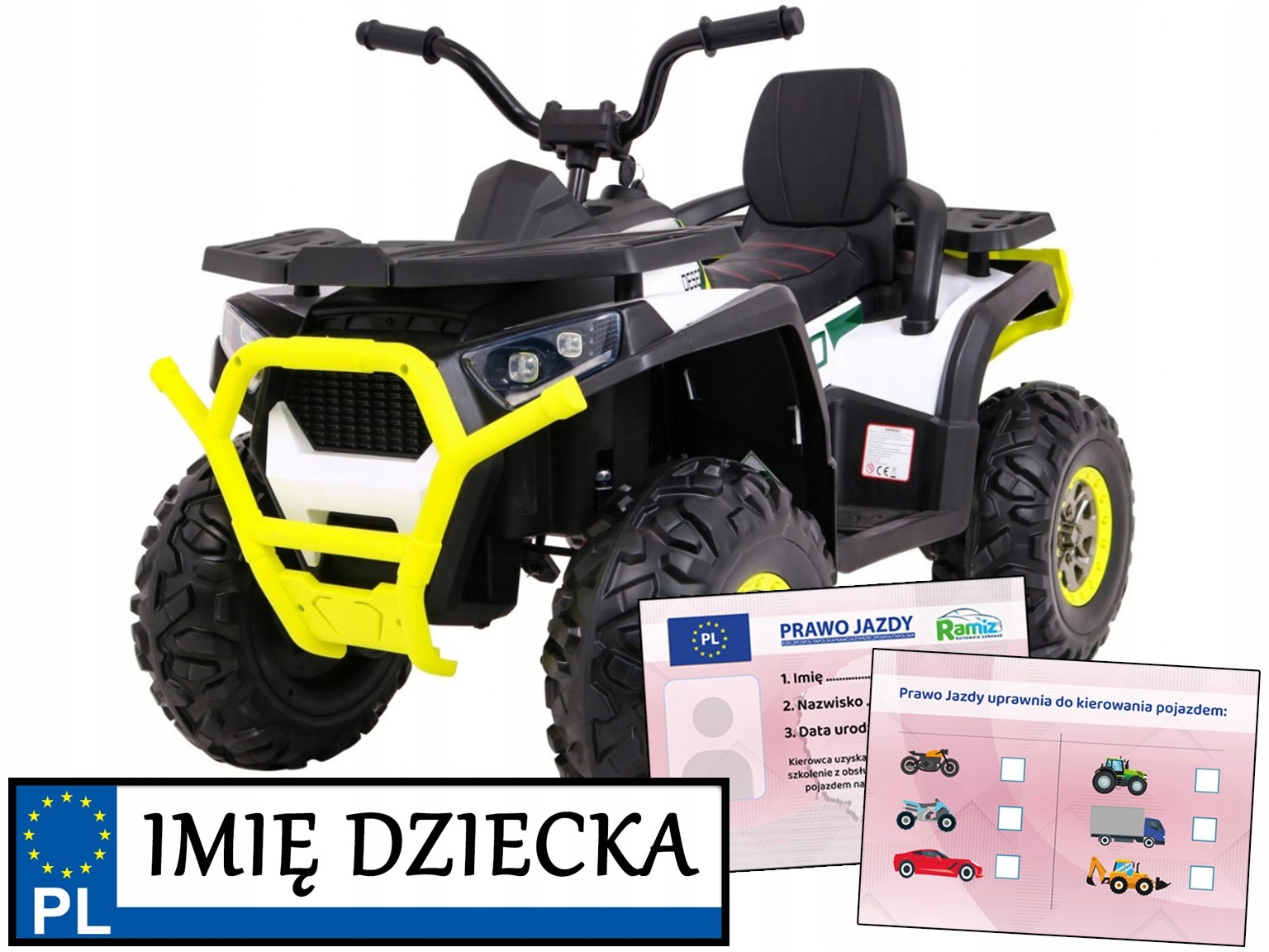 elektryczny Quad Atv Desert na akumulator z napędem 4x4 piankowe koła