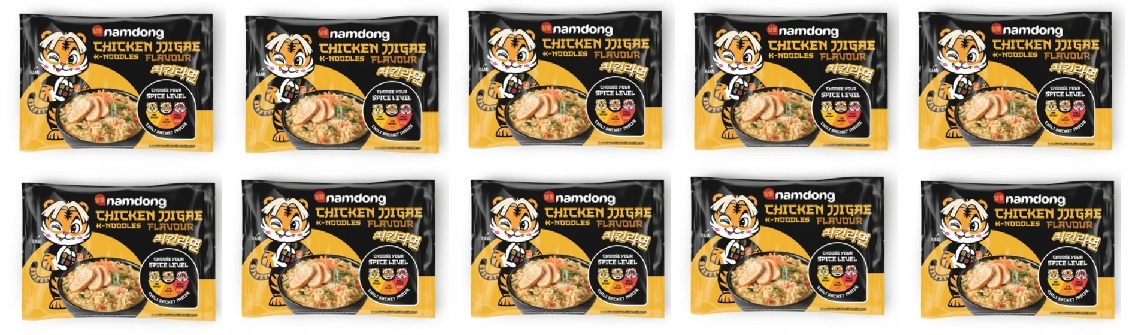 Levně 10 x 120 g instantního makronu Namdong Nudle Chicken Jjigae Půlka Kartonu