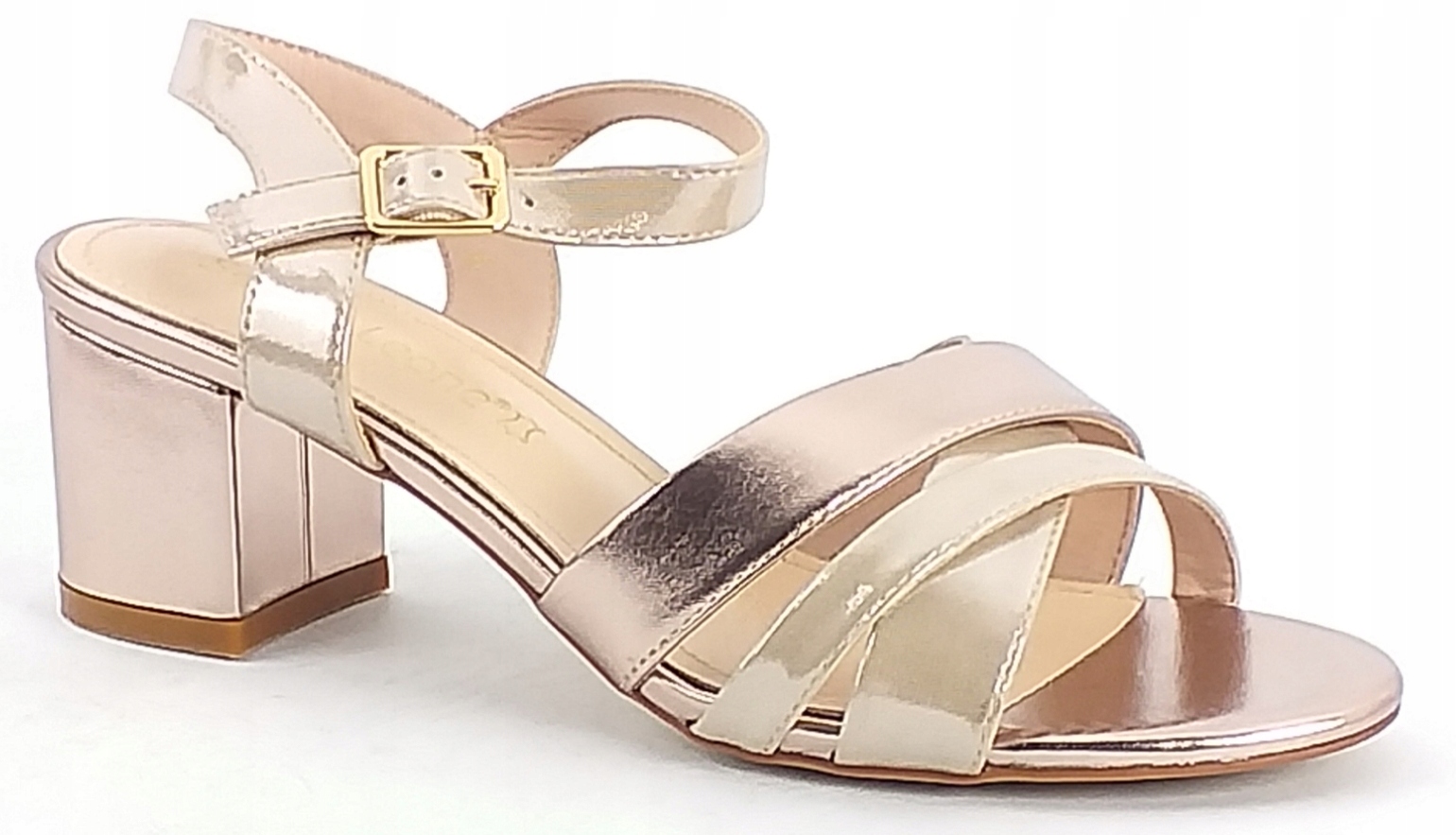 Czółenka Sergio Leone SK340 Damskie Na Słupku Odkryte Obuwie Złote 36