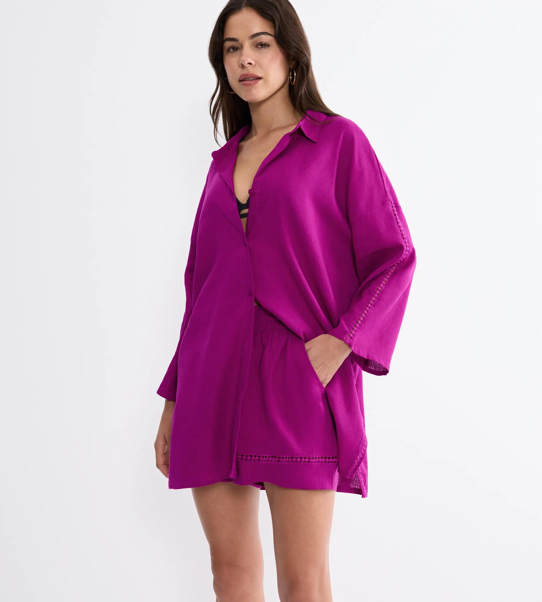 Dámská lněná košile fialová Triumph Summer Wear Boyfriend Shirt 01 44
