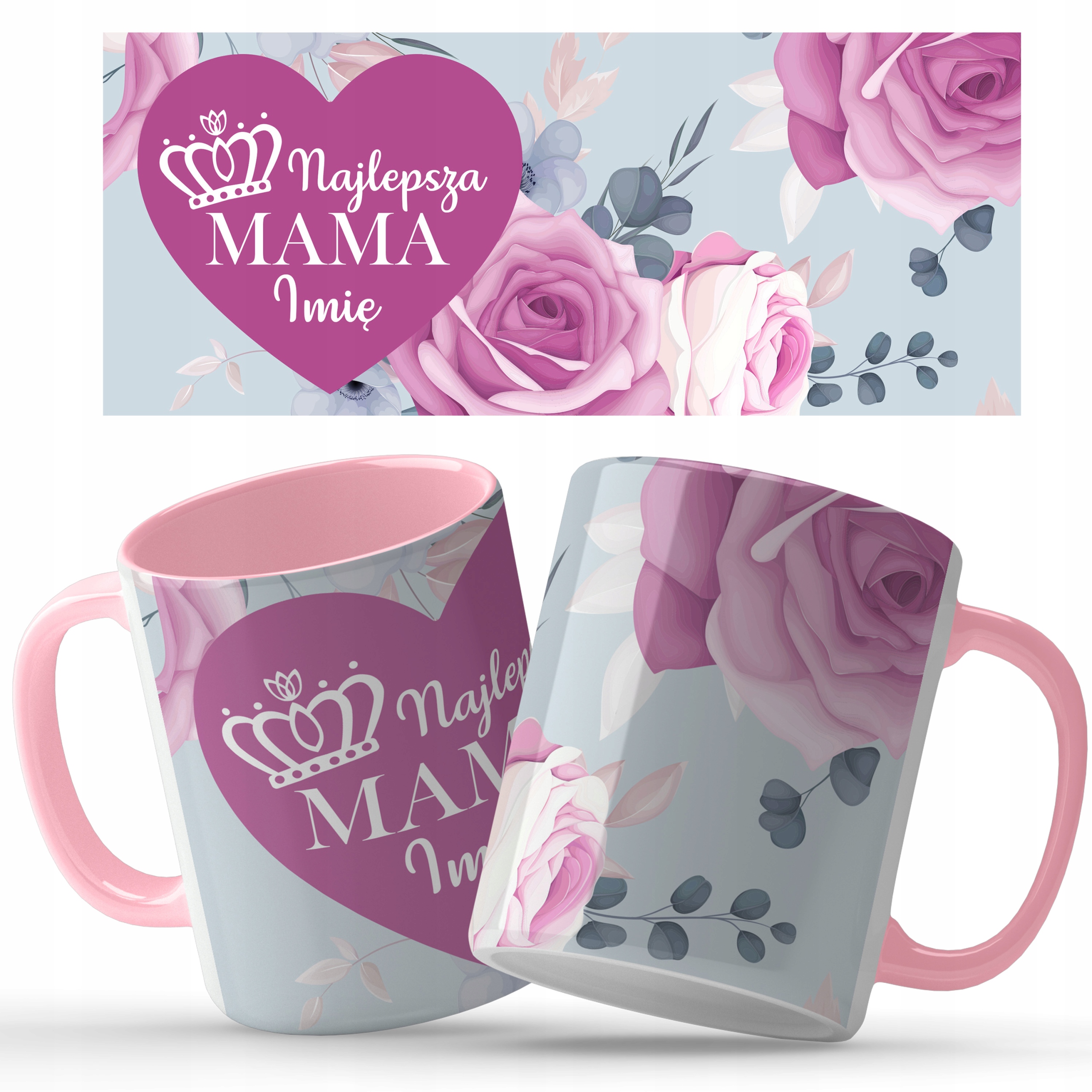 

Kubek Róż Na Dzień Mamy Matki Imię