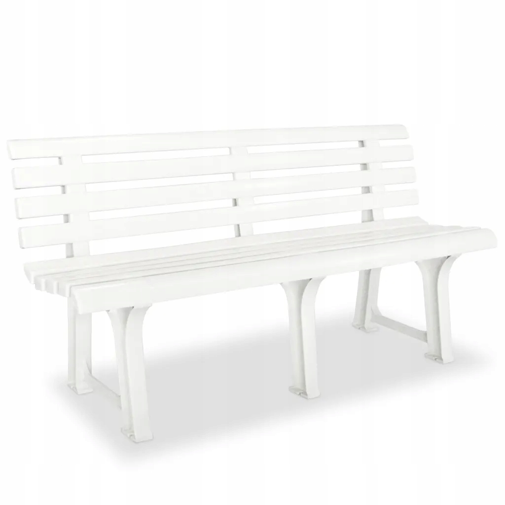 Bílá plastová zahradní lavička 145,5 x 49 x 74 cm