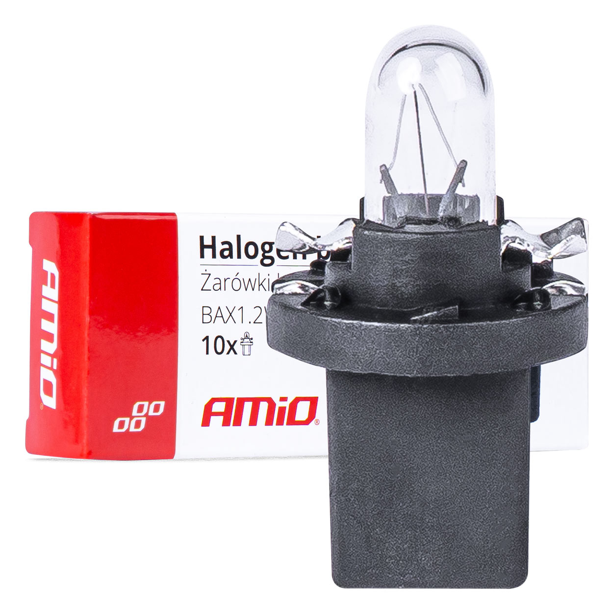 AMiO Żarówka Żarówki B8.5D Bax 1.2W 12V Czarna Oprawka 10SZT