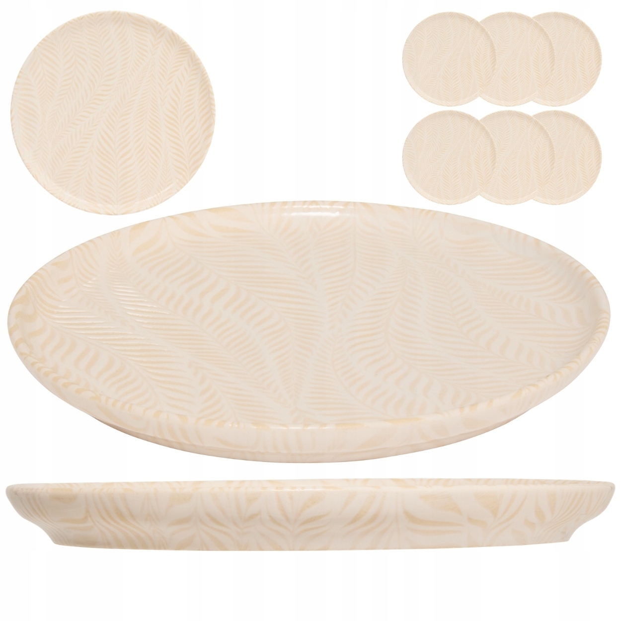 Komplet 6 dezertních talířů 22 cm Krémová sada keramika nádobí