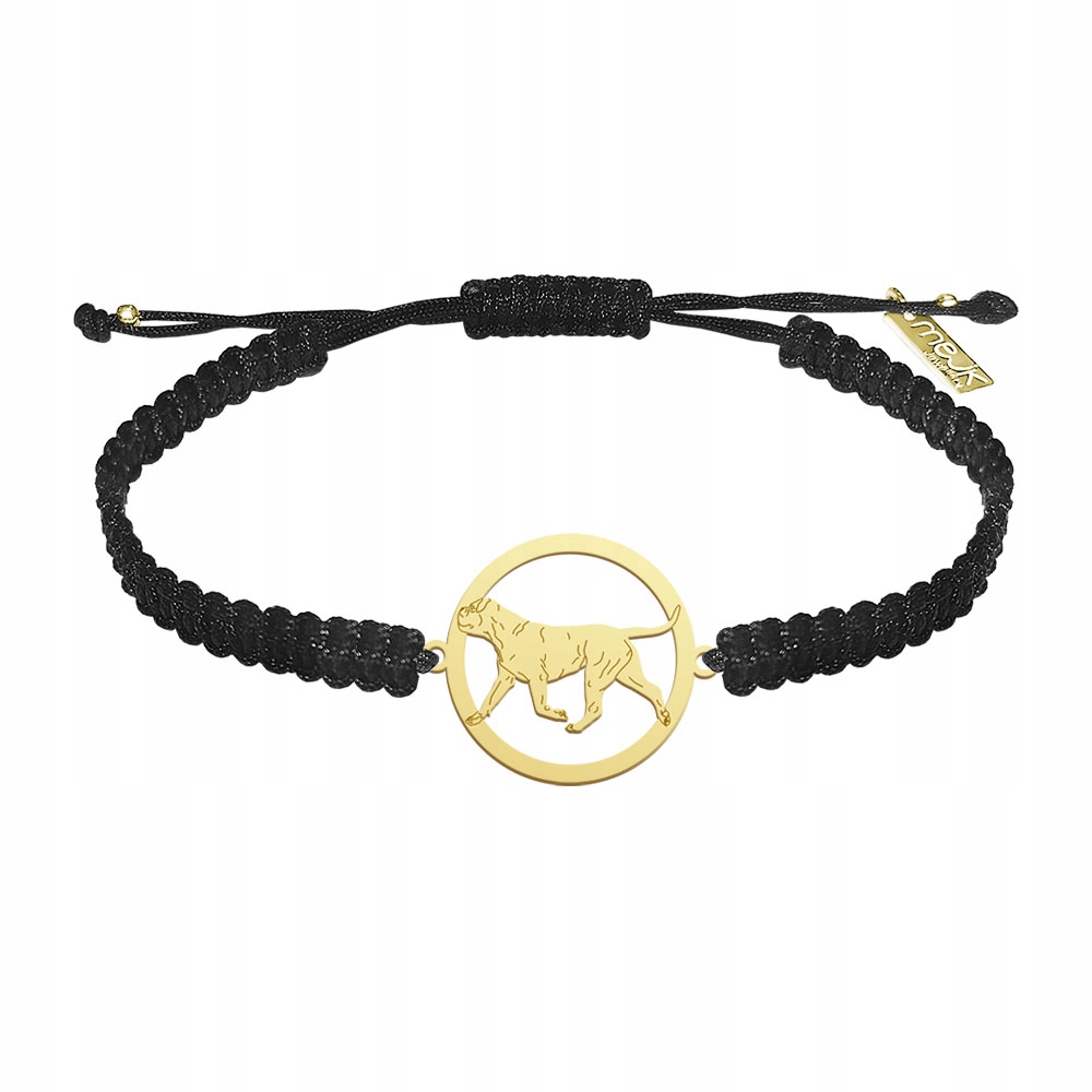 Zlatý náramek z Bullmastiff 925 Makramé Dárek Žena Gravírování Bonus