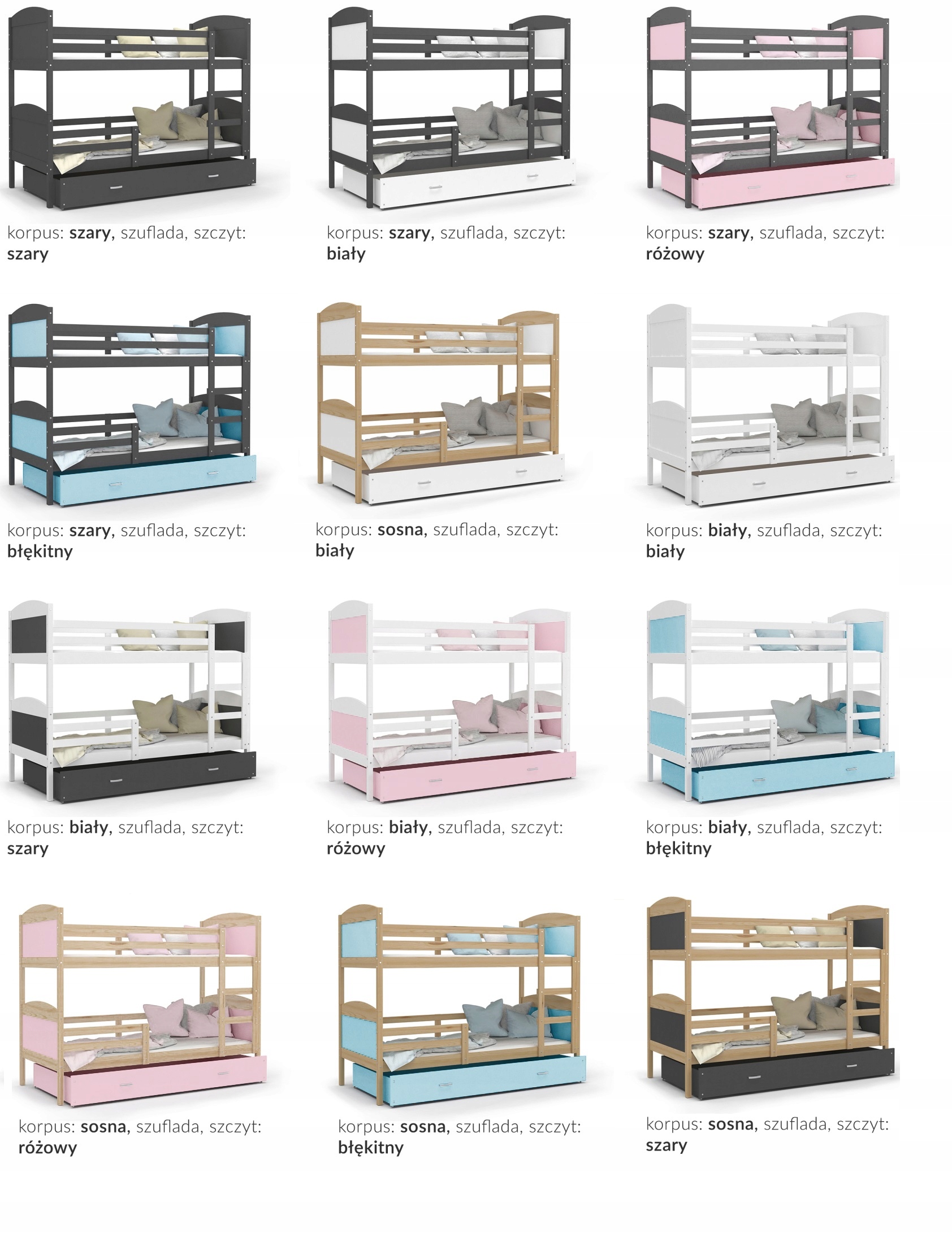 Łóżko piętrowe 160x80 białe MATEUSZ Płeć chłopcy