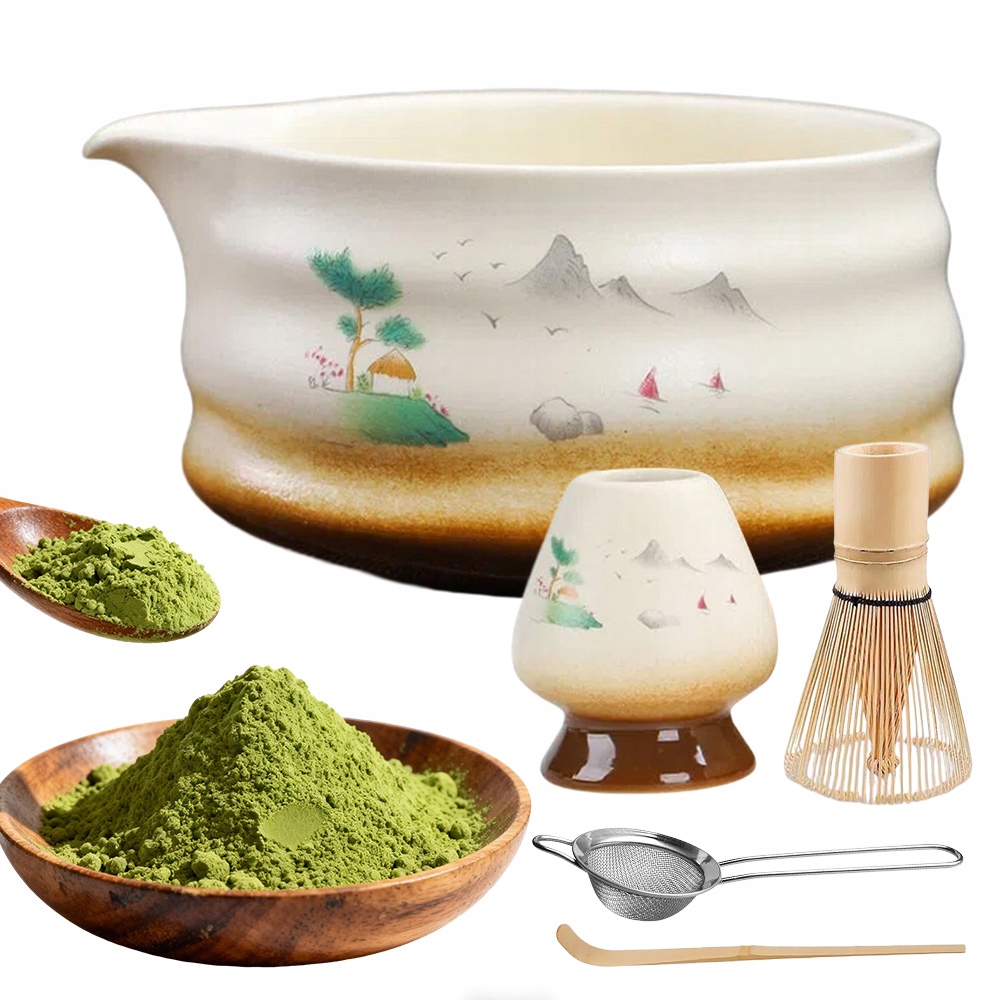 Dárková Sada Na Čaj Matcha Metla Šlehací 5 Ks Keramika