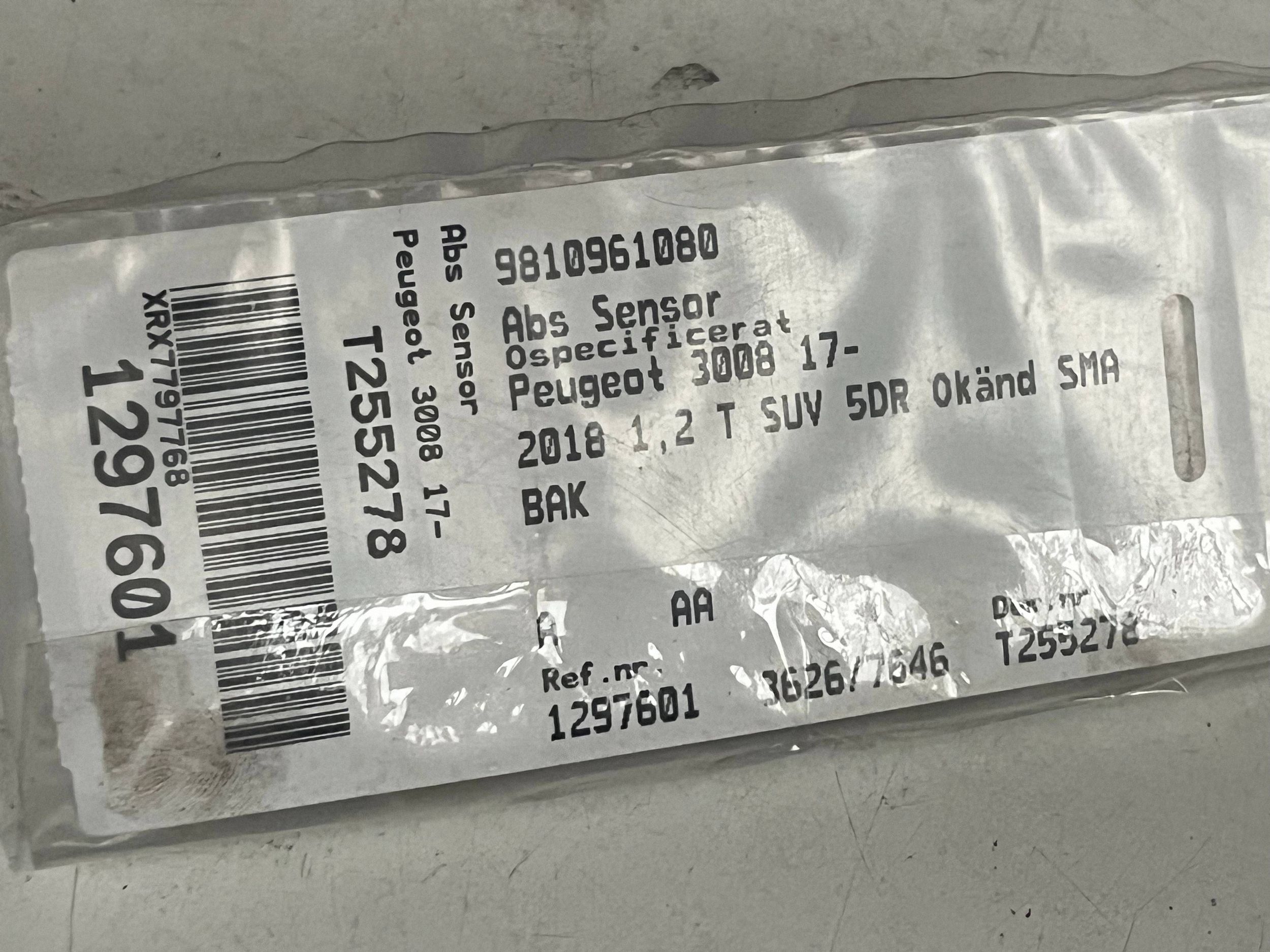Sensor ABS heck PEUGEOT 3008 II 9810961080 @A