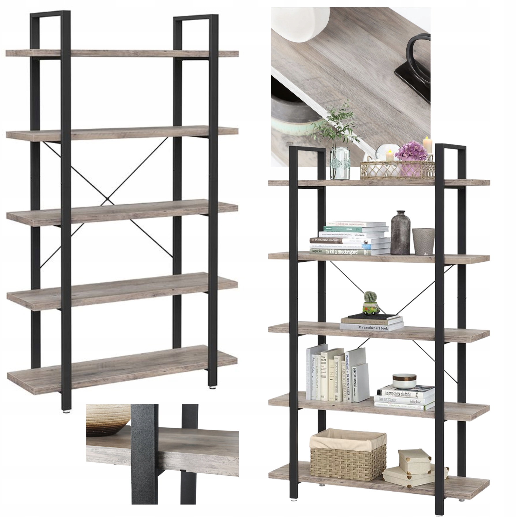 5 Úrovňový Regál Priemyselný skladový stojan Polička na knihy Kvety