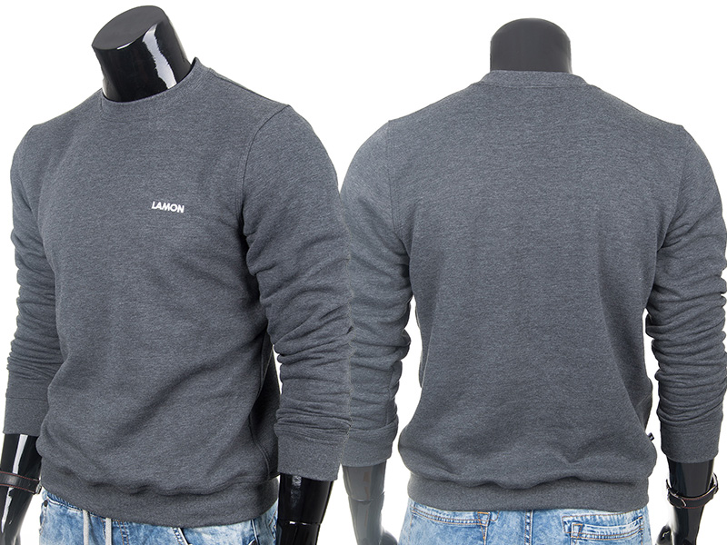 

Grafitowa bluza męska bez kaptura Lamon - XXL