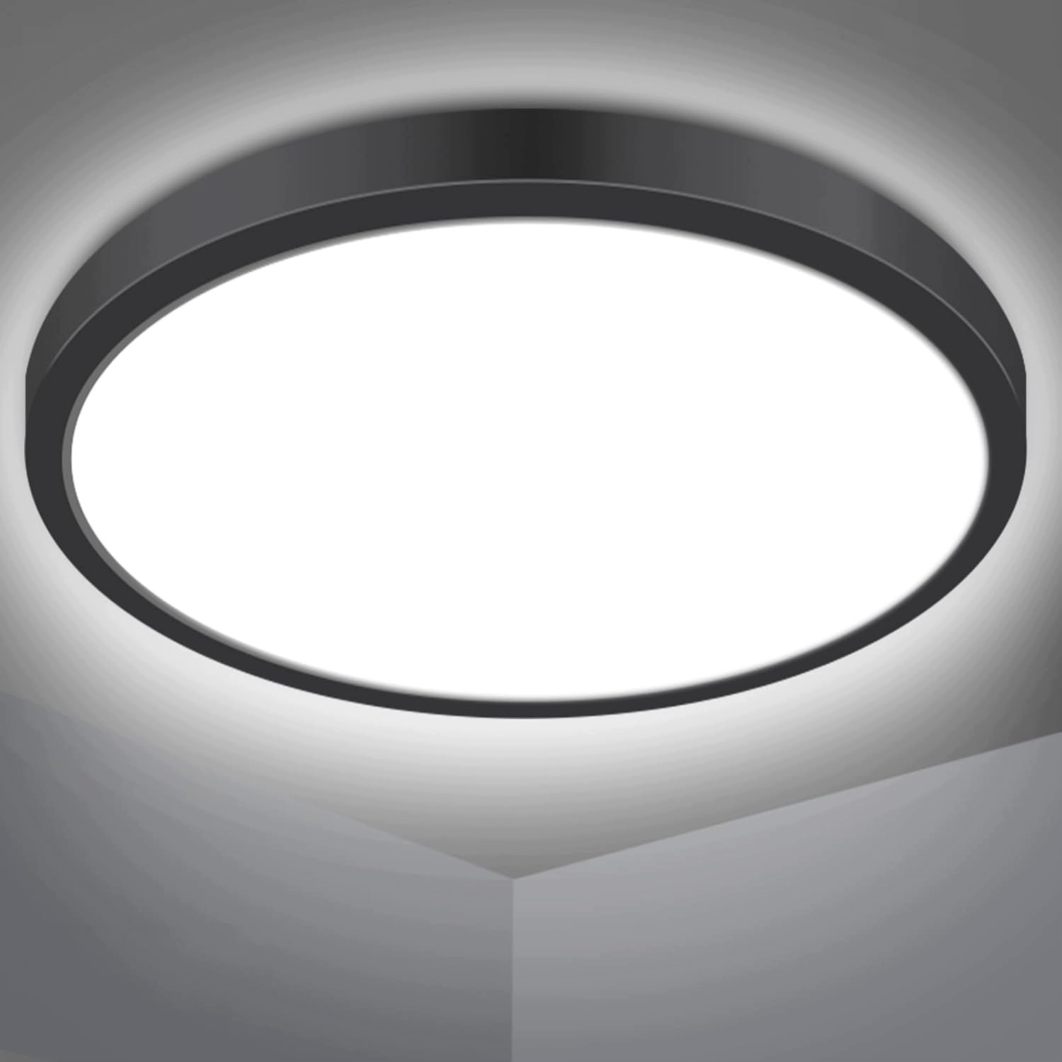 Stropní Svítidlo Nástěnný Led 50 cm Kulatý Černý 50W 4250lm 4000K Neutrální bílá barva