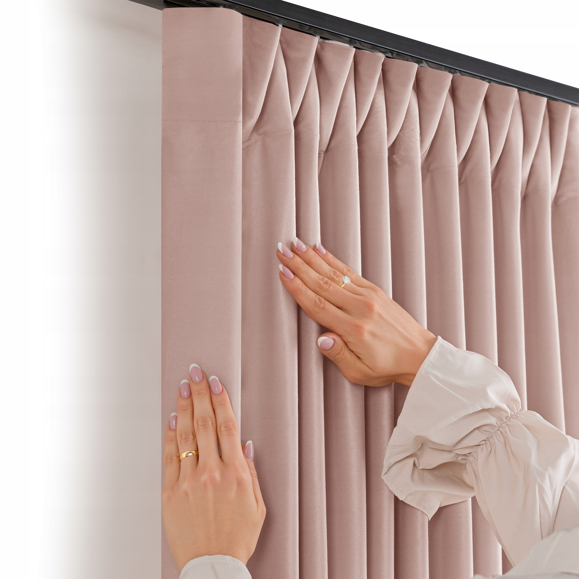 Filumi Záclony Velur hladké řasící páska kuchyně Světle Růžová 140x250