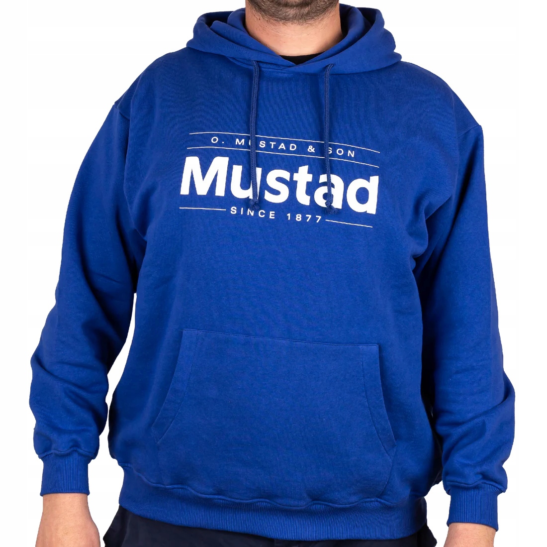 Bluza z kapturem Mustad niebieska 100% bawełna made in Portugalia XL