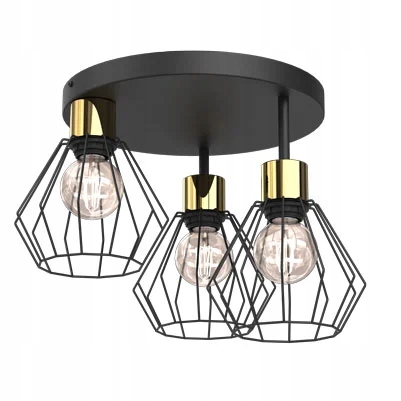 Luminex 9853 stropní svítidlo Parkla košík černá/zlatá 3xE27
