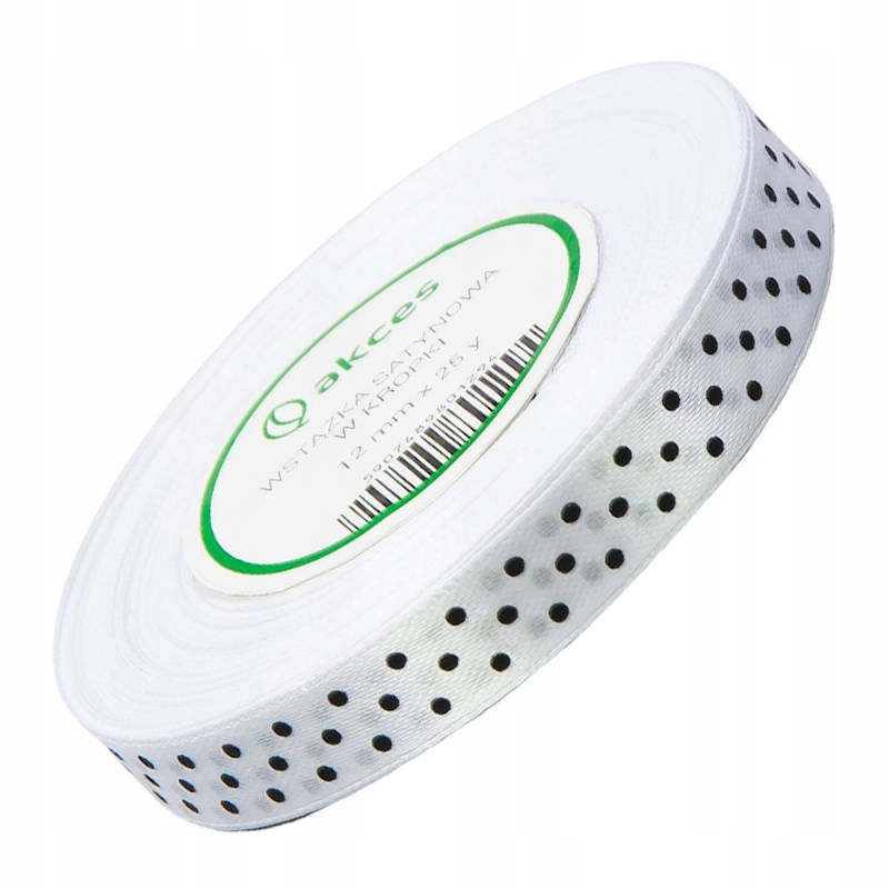 

Wstążka Tasiemka Satynowa 12MM W Kropki Biała