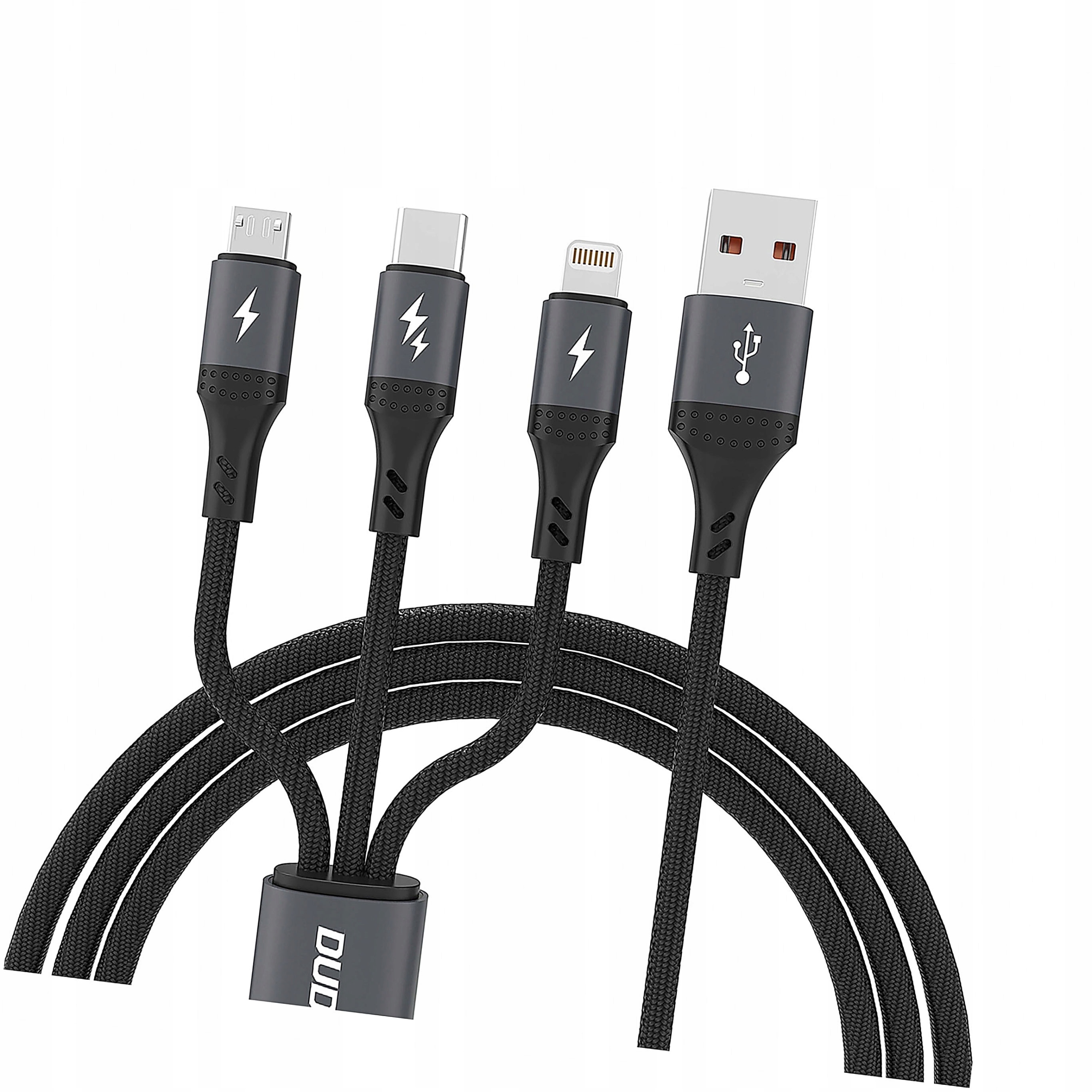 Kabel Dudao L3E 3 w 1 60W MicroUSB Usb-c Lightning 1,2m czarna