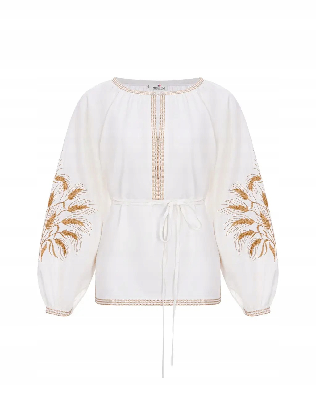 Lidová halenka Slovanská výšivka s výšivkou klasů len/bavlna r.XL/XXL