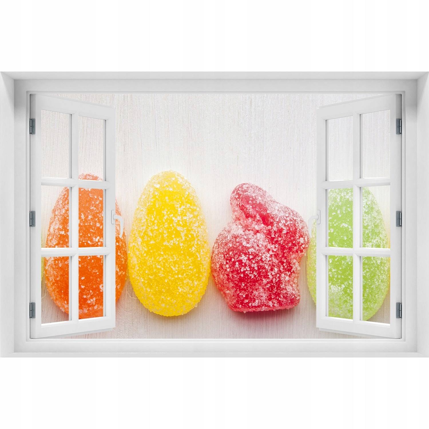 

3D Okno Naklejka Samoprzylepna ścienna Żelki 90x60