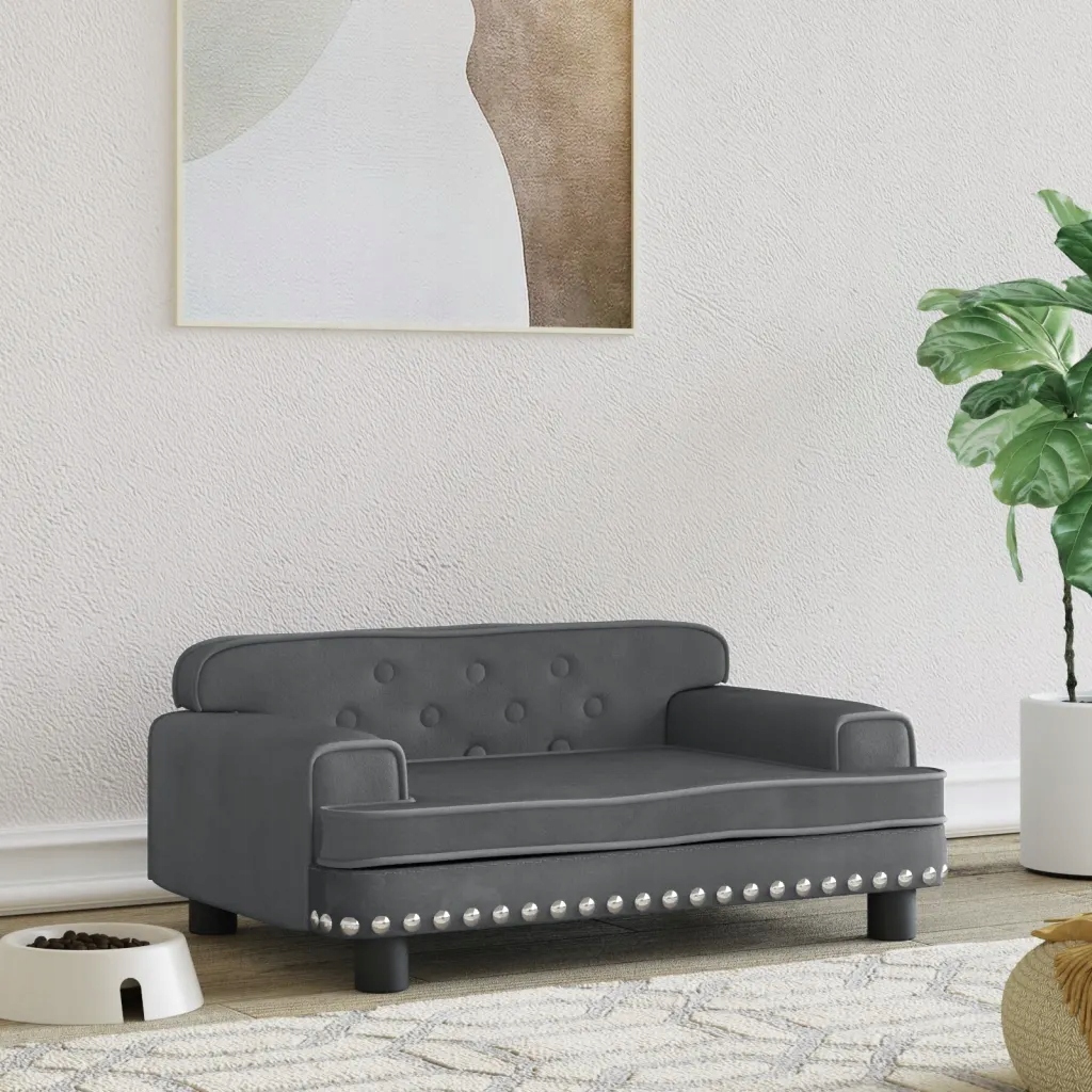 Levně Pelíšek pro psy tmavě šedý 70x45x30 cm samet