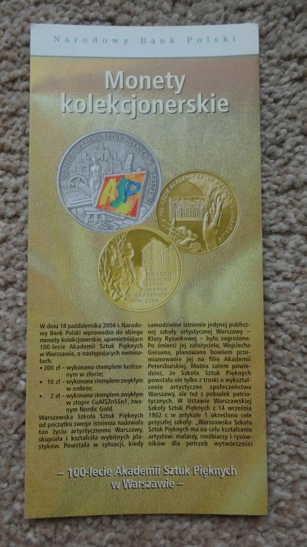Folder 10 zł 2005,ASP Warszawa,stan I
