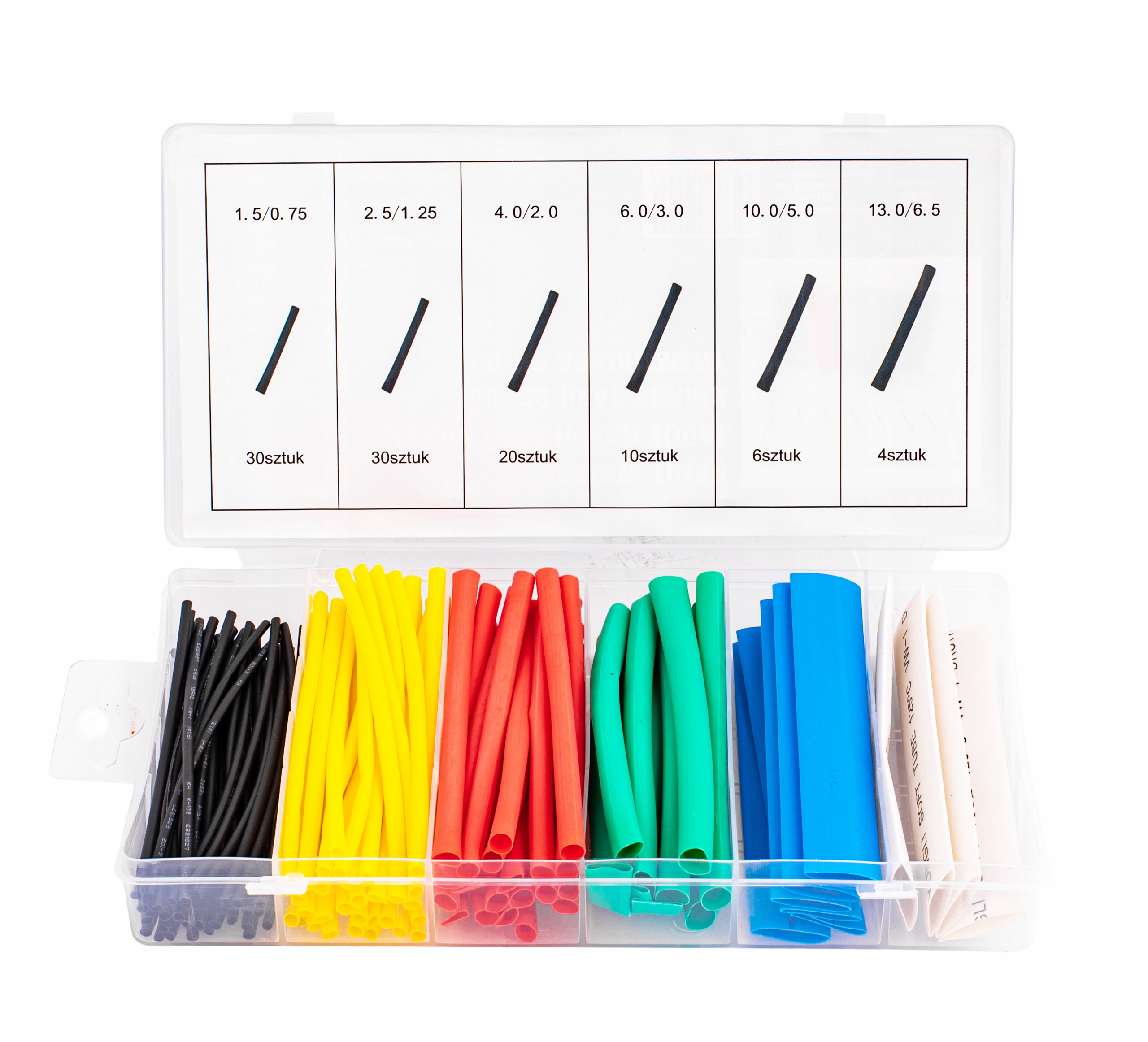 ZESTAW RUREK KOSZULKI RURKI TERMOKURCZLIWE 100szt Materiał polietylen