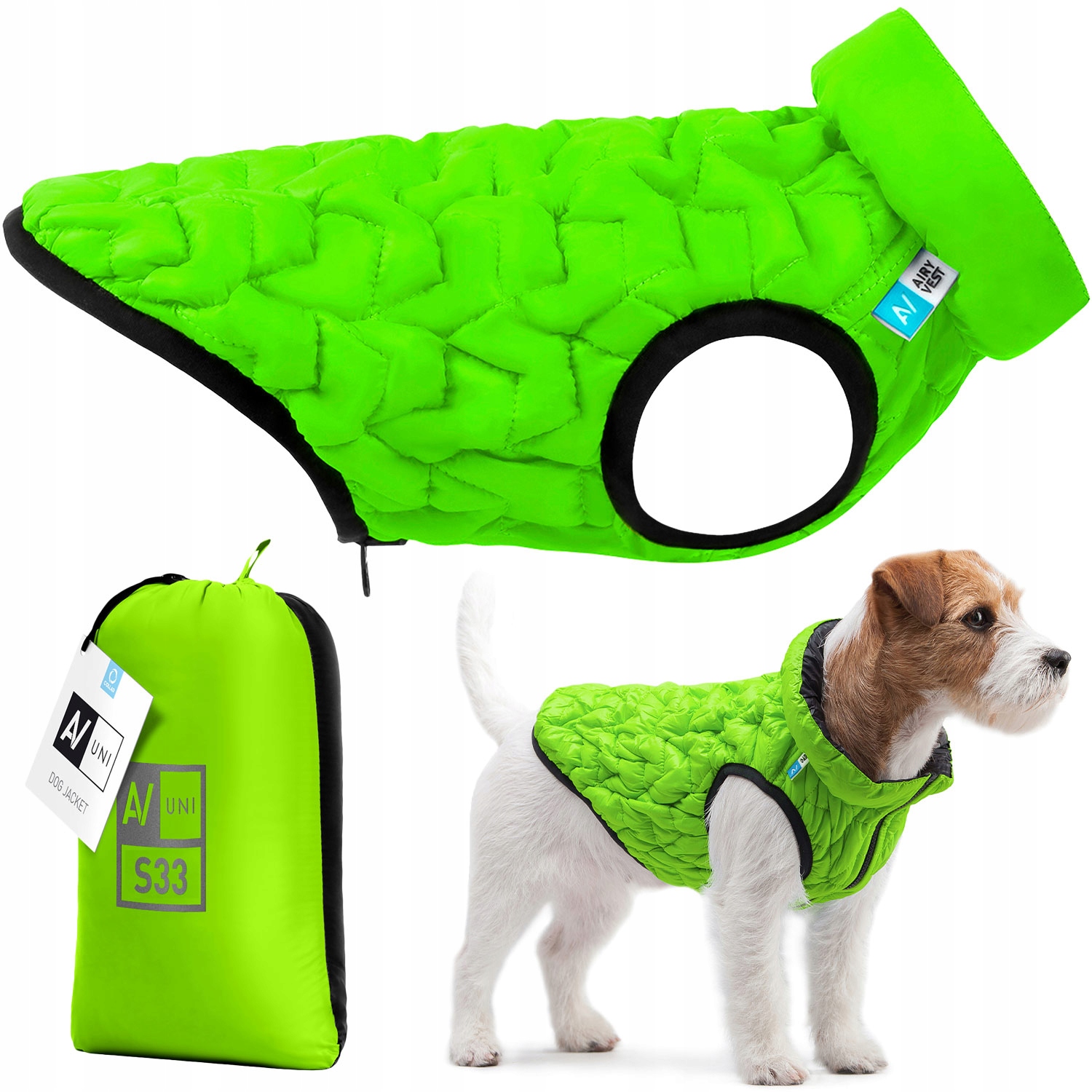 Levně Obojstranná zimní bunda pro psa, elastická, zeleno-černá, velikost S (S33)