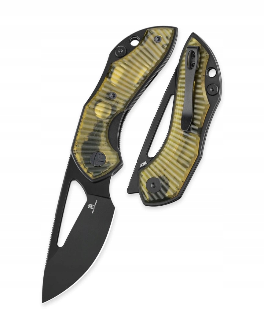 Nóż składany Bestechman Triassic Amber Ultem, Black Pvd (BMK17F)