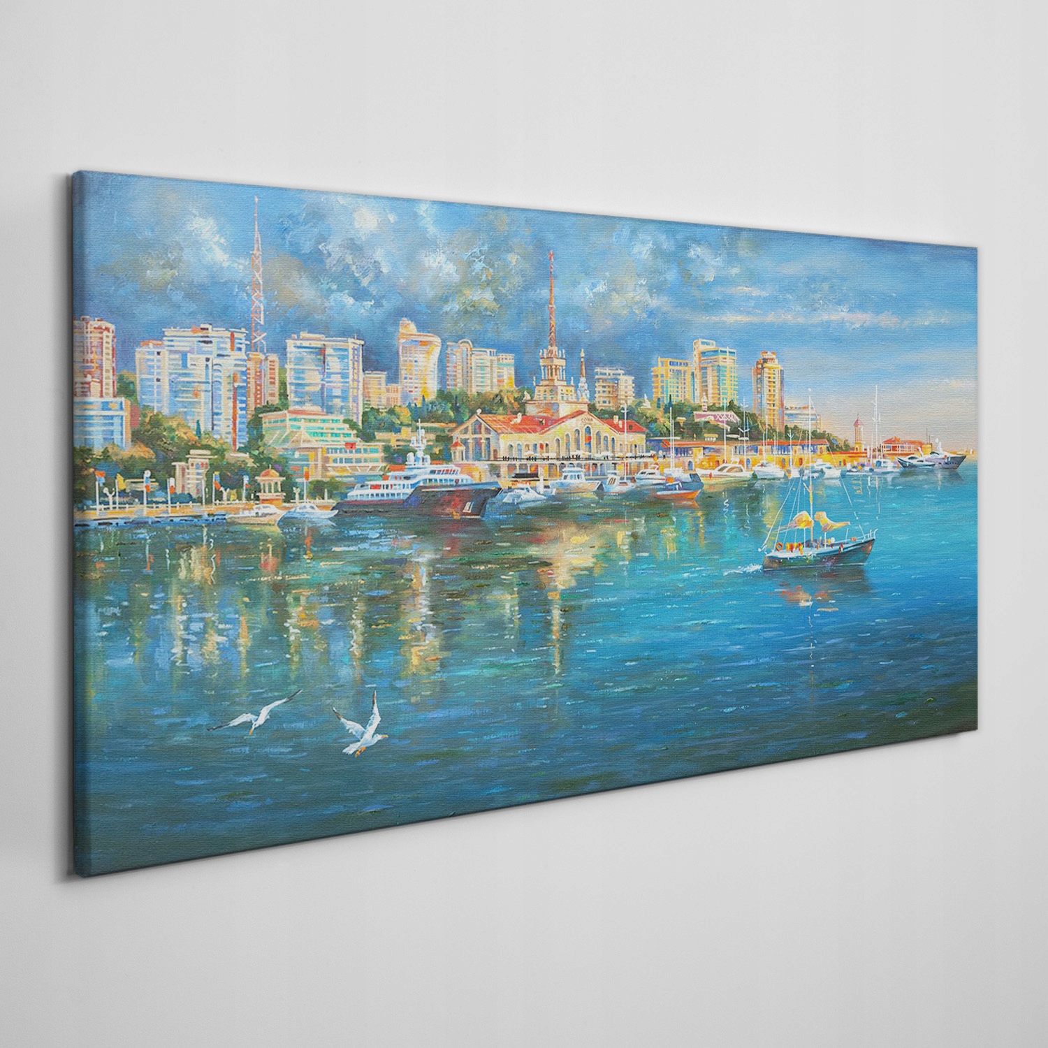 

Obraz na płótnie Miasto port statki morze 120x60