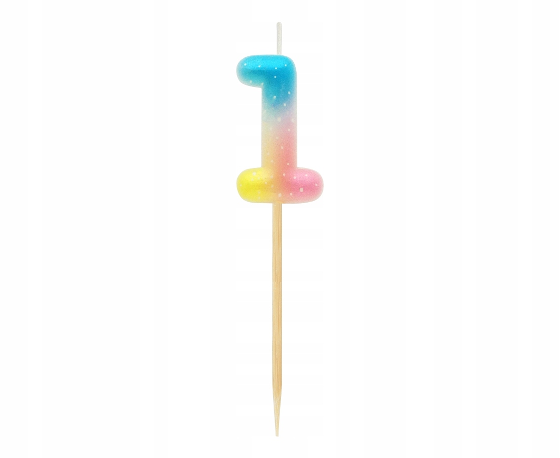 

Świeczka Cyfra 1 Piker Ombre Pastelowa 4,5 cm.