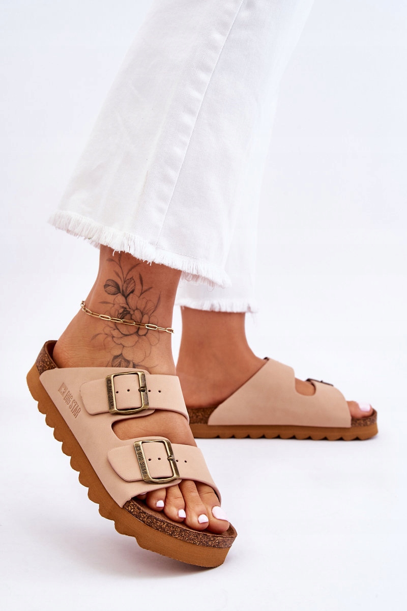 KLASYCZNE DAMSKIE KLAPKI BIG STAR LL274478 BEŻ 39 Wzór dominujący bez wzoru