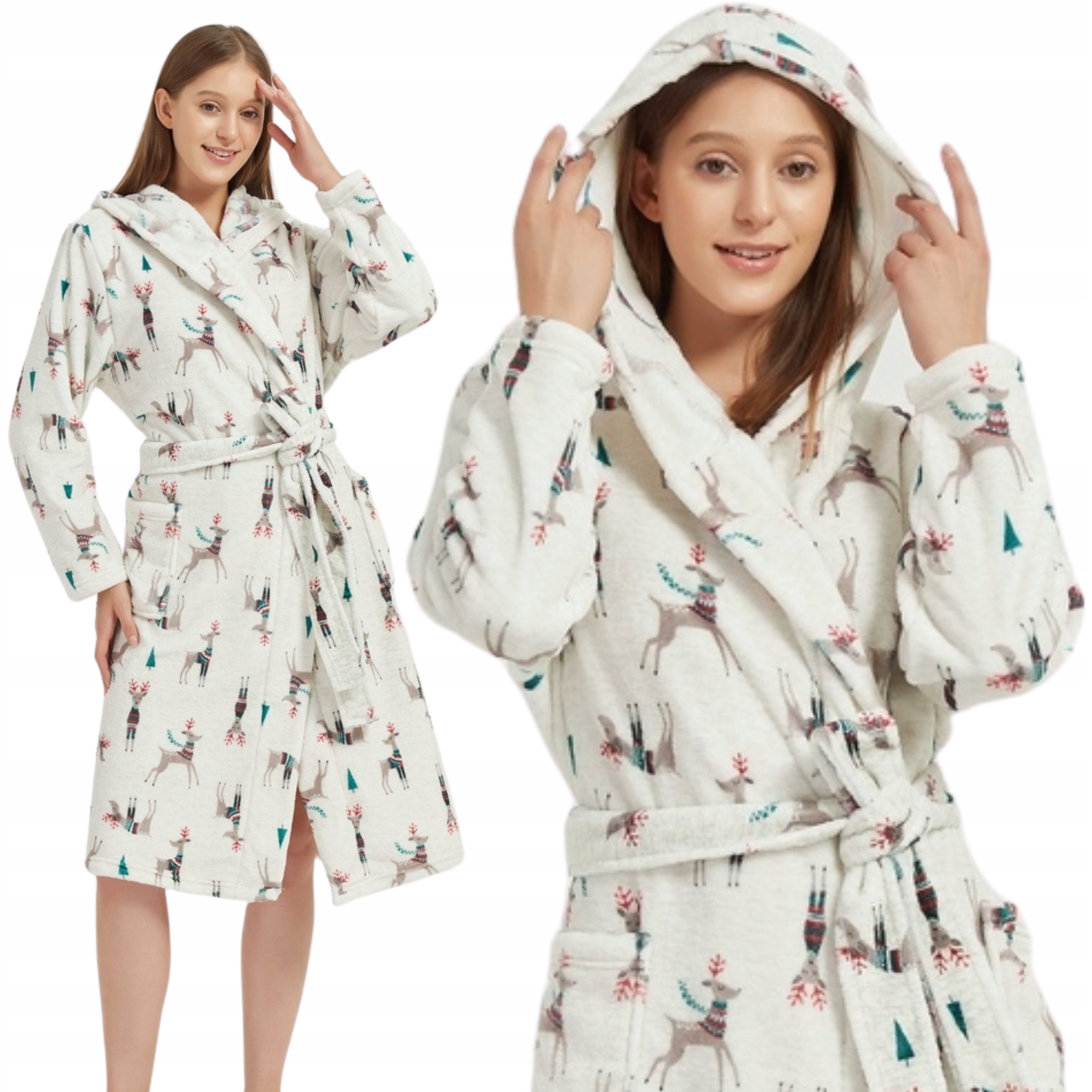 Vánoční Župan S Kapucí Se Zavazováním, Teplý, Měkký, Unisex, XXL, Paulo