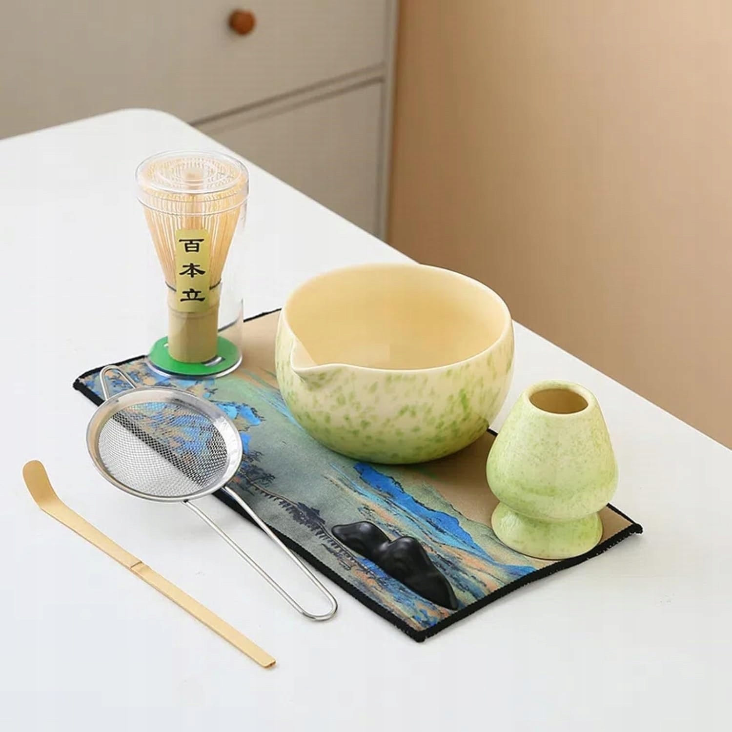 Levně Bambusová Sada Na Matchu S Miskou A Sítkem Pro Zdraví