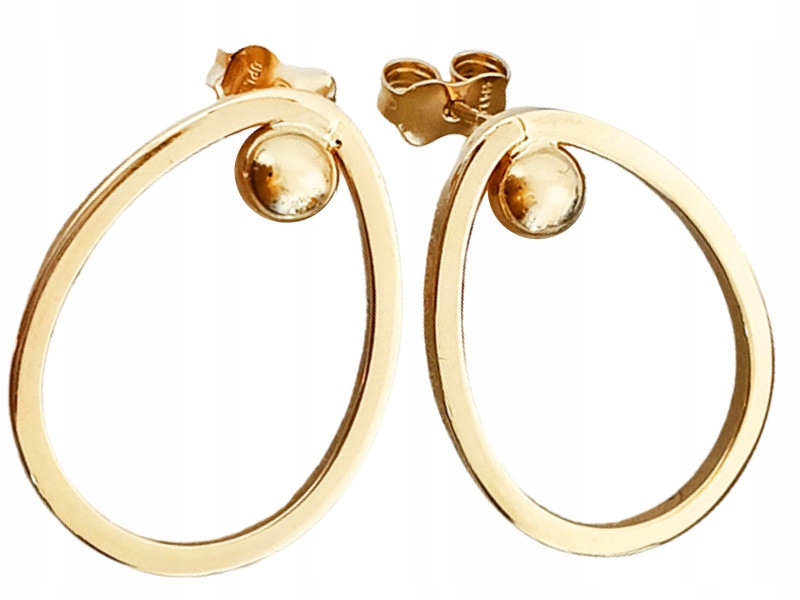 Zlaté náušnice 585 šroubky mandle kapičky s kuličkou na tyčince dárek