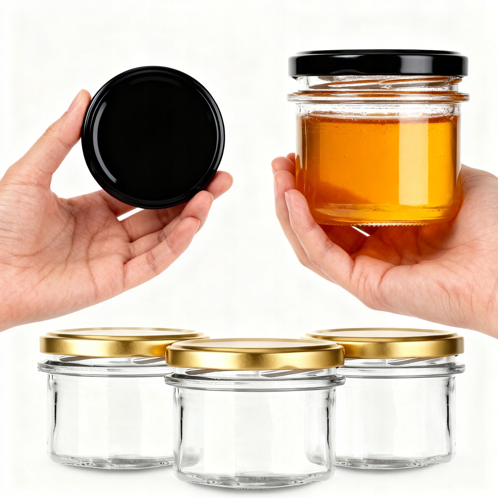 Sklenice 235 ml se šroubovacím uzávěrem – sada 50 ks Zavařovací Sklenice na medovou paštiku džemy