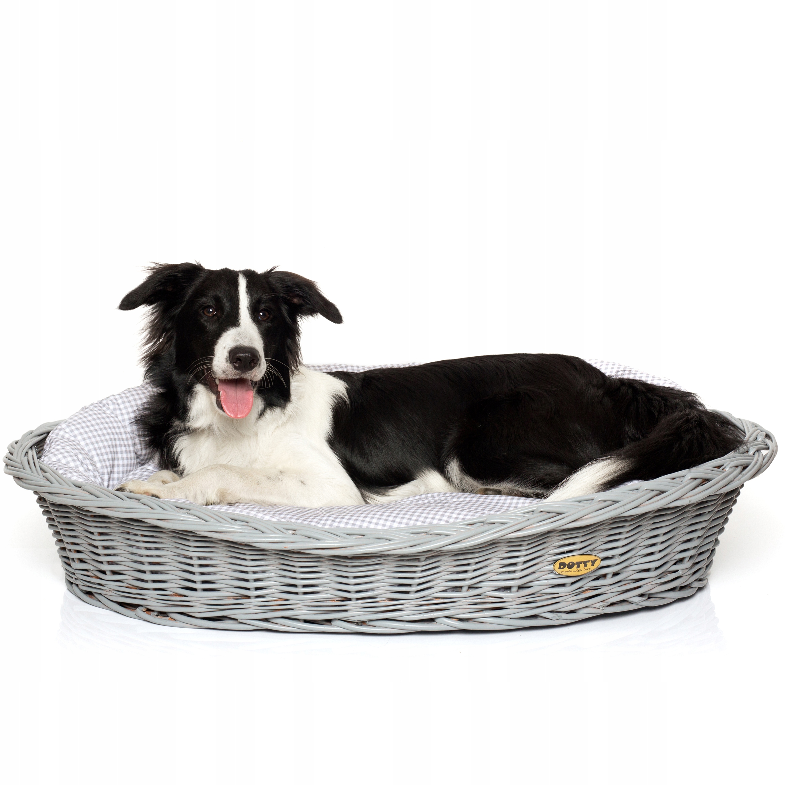 Levně Pelíšek pro psa kočku šedý proutěný košík s pelíškem z bavlny Dotty