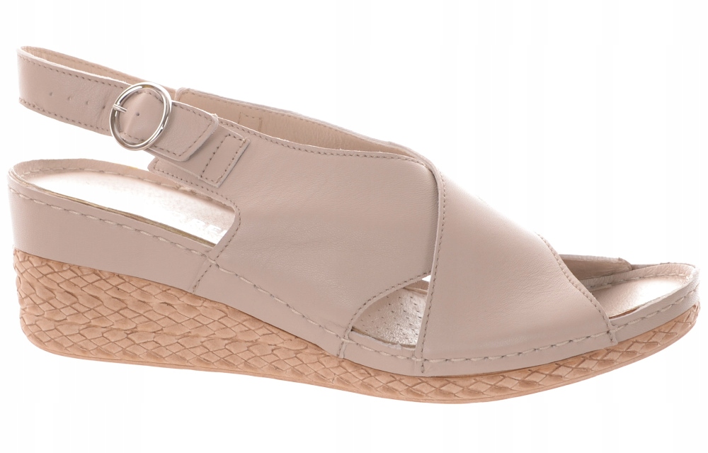 Ryłko Béžové Kožené Sandály Platforma 38