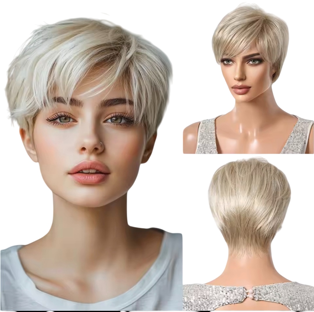 Peruka krótka blond włosy na co dzień jak naturalne pixie